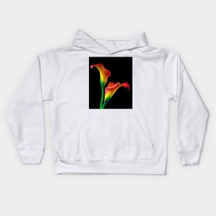 Two Red And Yellow Calla Lillies With Dew Kids Hoodie